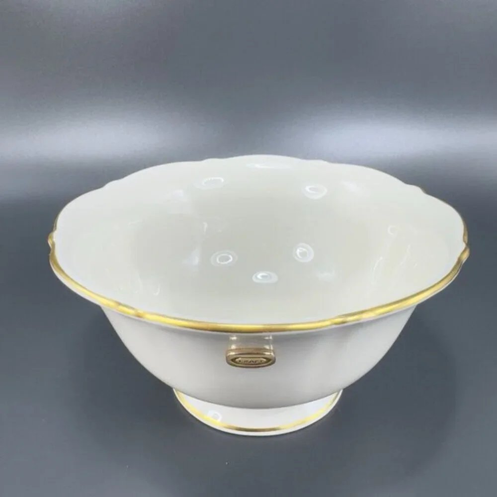 Pickard RICHMOND Footes‎ Ivory Porcelain Dish Bowl Gold Trim Kraft Medallion USA